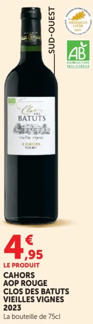 CAHORS AOP ROUGE CLOS DES BATUTS VIEILLES VIGNES 2019