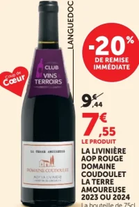 La Livinière AOP Rouge Domaine Coudoulet La Terre Amoureuse 2023 ou 2024