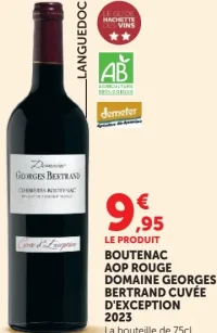 Boutenac AOP Rouge Domaine Georges Bertrand Cuvée d'Exception 2023