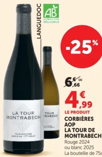 Corbières AOP La Tour de Montrabech Rouge 2024 ou blanc 2025