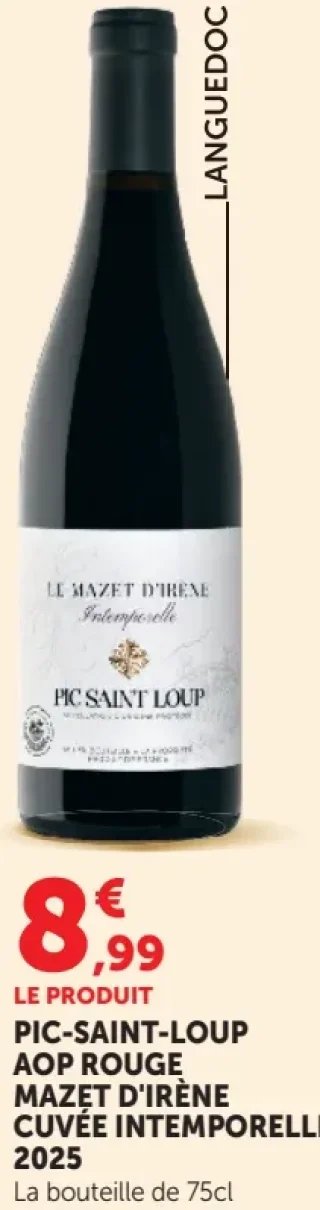 Vin rouge Pic-Saint-Loup AOP Rouge Mazet d'Irène Cuvée Intemporelle 2025