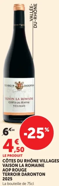 CÔTES DU RHÔNE VILLAGES VAISON LA ROMAINE AOP ROUGE TERROIR DARONTON 2025