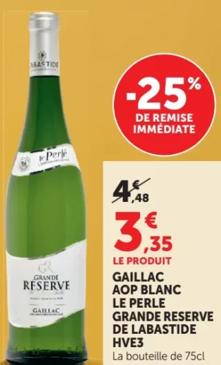 GAILLAC AOP BLANC LE PERLE GRANDE RESERVE DE LABASTIDE HVE3