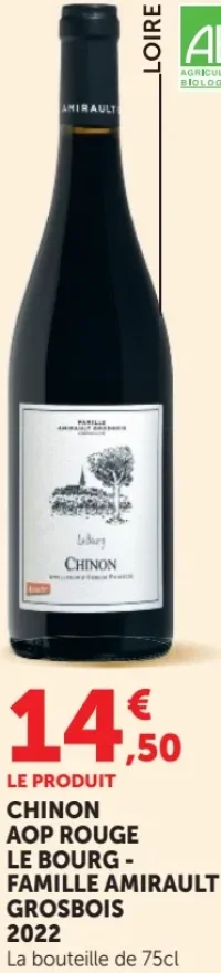 CHINON AOP ROUGE LE BOURG - FAMILLE AMIRAULT GROSBOIS 2022