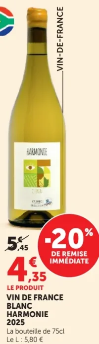 VIN DE FRANCE BLANC HARMONIE 2025