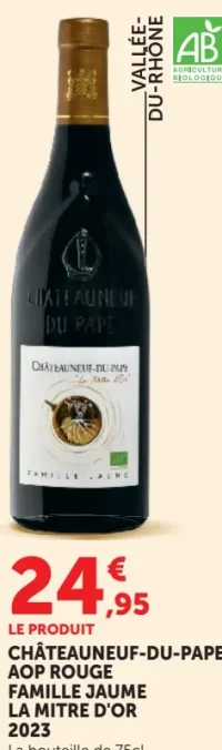 Vin rouge Châteauneuf-du-Pape AOP Famille Jaume La Mitre d'Or 2023