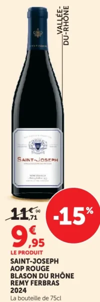 Vin rouge Saint-Joseph AOP Blason du Rhône Remy Ferbras 2024