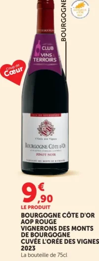 Bourgogne Côte d'Or AOP Rouge Vignerons des Monts de Bourgogne Cuvée L'Orée des Vignes 2023