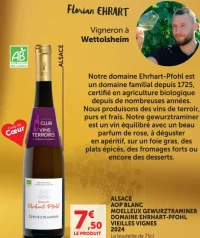 ALSACE AOP BLANC MOELLEUX GEWURZTRAMINER DOMAINE EHRHART-PFOHL VIEILLES VIGNES 2024