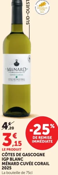 Côtes de Gascogne IGP Blanc Ménard Cuvée Corail 2025