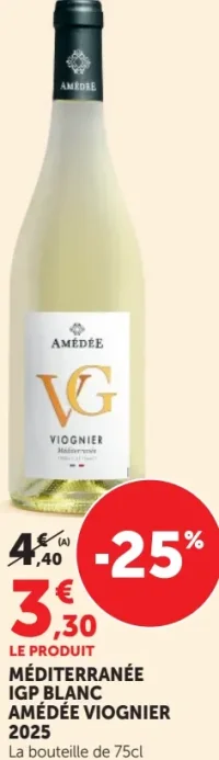 MÉDITERRANÉE IGP BLANC AMÉDÉE VIOGNIER 2025