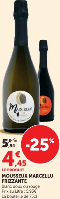 MOUSSEUX MARCELLU FRIZZANTE Blanc doux ou rouge