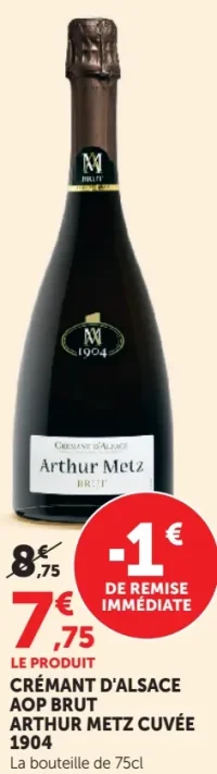 CRÉMANT D'ALSACE AOP BRUT ARTHUR METZ CUVÉE 1904