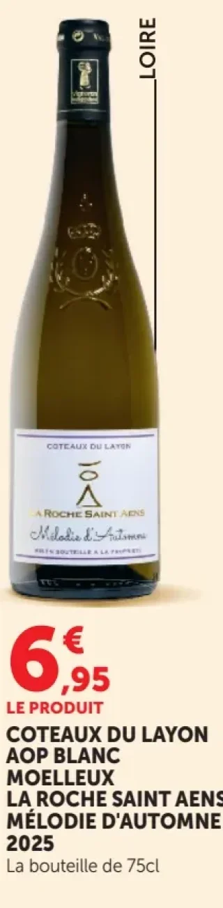 Vin blanc moelleux Coteaux du Layon AOP La Roche Saint Aens Mélodie d'Automne