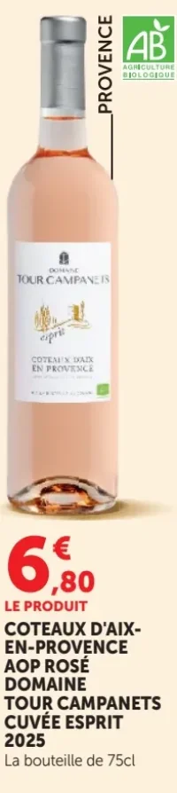 Coteaux d'Aix-en-Provence AOP Rosé Domaine Tour Campanets Cuvée Esprit 2025