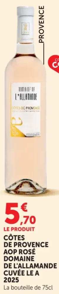 Côtes de Provence AOP Rosé Domaine de L'Allamande Cuvée Le A 2025