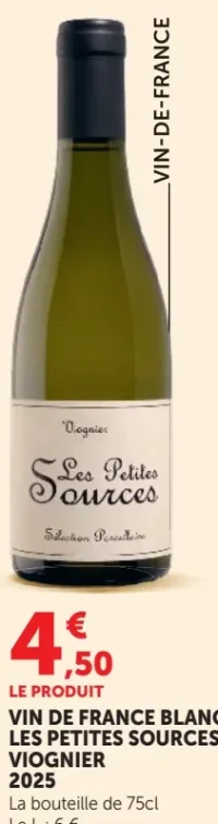 Vin de France blanc Les Petites Sources Viognier 2025