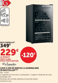 CAVE A VIN DE SERVICE LA SOMMELIERE 39 BOUTEILLES
