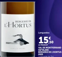 Languedoc Val de Montferrand IGP Blanc Bergerie de L'Hortus 2025