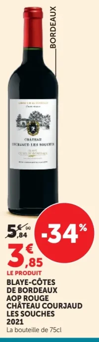 Blaye-Côtes de Bordeaux AOP Rouge Château Courjaud Les Souches 2021