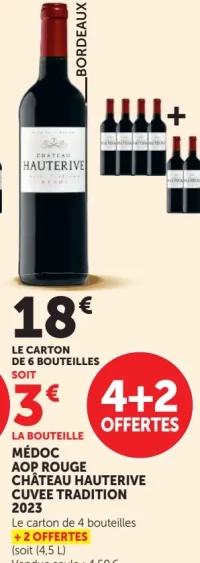 MÉDOC AOP ROUGE CHÂTEAU HAUTERIVE CUVÉE TRADITION 2023