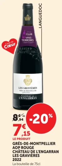 GRÉS-DE-MONTPELLIER AOP ROUGE CHÂTEAU DE L'ENGARRAN LES GRAVIÈRES 2022