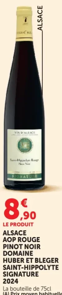 ALSACE AOP ROUGE PINOT NOIR DOMAINE HUBER ET BLEGER SAINT-HIPPOLYTE SIGNATURE 2024