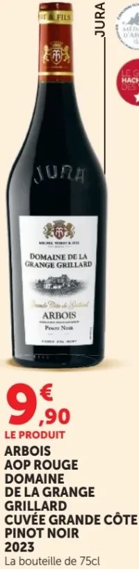 ARBOIS AOP ROUGE DOMAINE DE LA GRANGE GRILLARD CUVÉE GRANDE CÔTE PINOT NOIR 2023