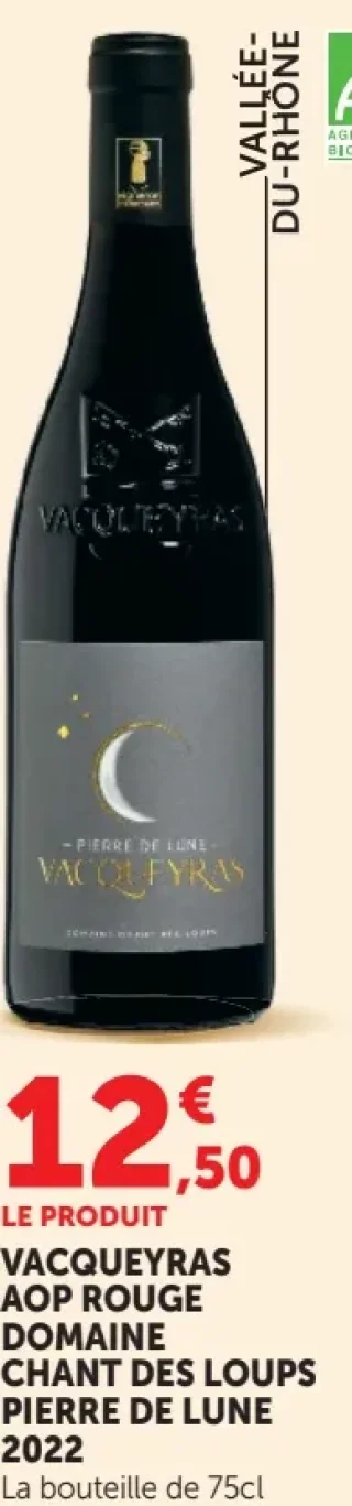 VACQUEYRAS AOP ROUGE DOMAINE CHANT DES LOUPS PIERRE DE LUNE 2022