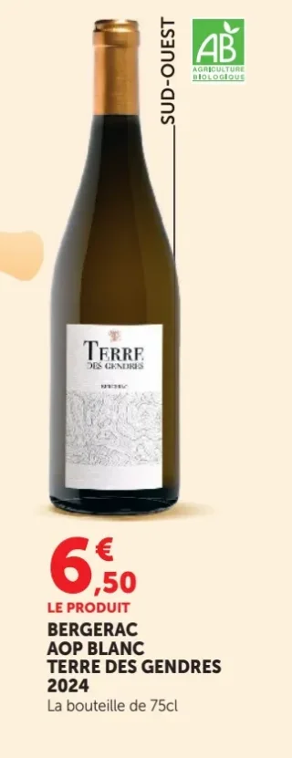 Bergerac AOP Blanc Terre des Gendres 2019