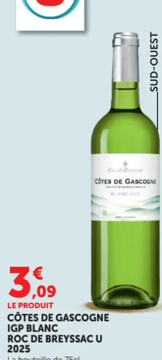 Côtes de Gascogne IGP Blanc Roc de Breyssac U 2019