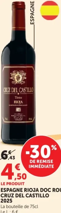 ESPAGNE RIOJA DOC ROUGE CRUZ DEL CASTILLO