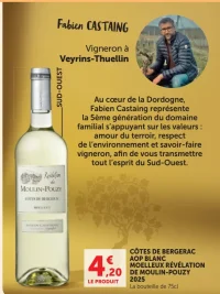Côtes de Bergerac AOP Blanc Moelleux Révélation de Moulin-Pouzy 2025