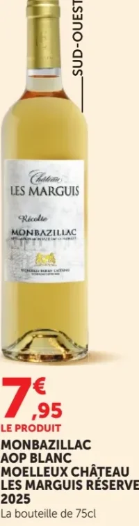 Monbazillac AOP Blanc Moelleux Château Les Marguis Réserve 2025