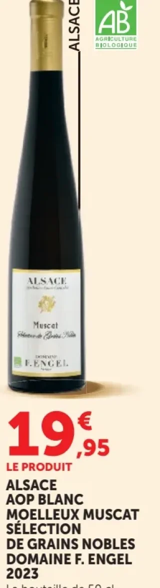 Alsace AOP Blanc Moelleux Muscat Sélection de Grains Nobles Domaine F. Engel 2023