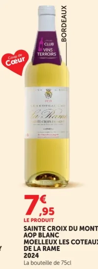 SAINTE CROIX DU MONT AOP BLANC MOELLEUX LES COTEAUX DE LA RAME 2023