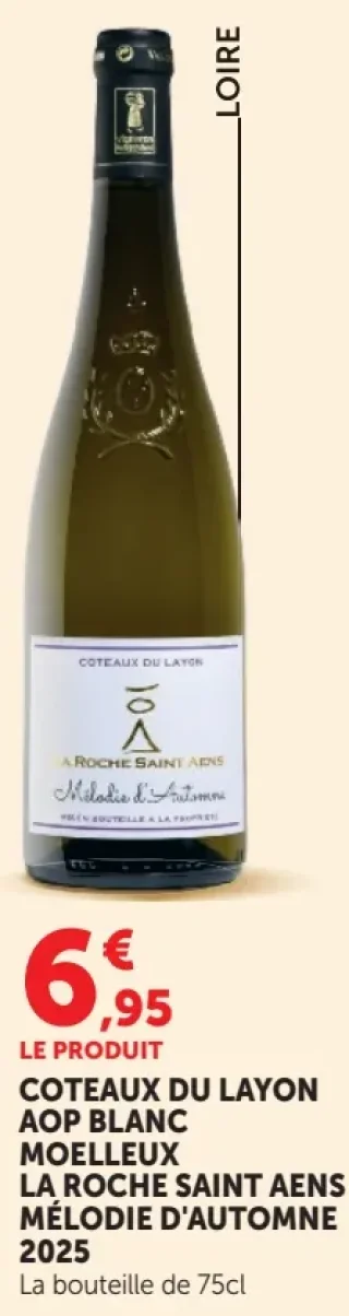 COTEAUX DU LAYON AOP BLANC MOELLEUX LA ROCHE SAINT AENS MÉLODIE D'AUTOMNE 2023