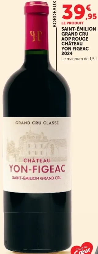 Château Yon-Figeac Saint-Émilion Grand Cru AOP Rouge 2024 Le magnum de 1,5 L
