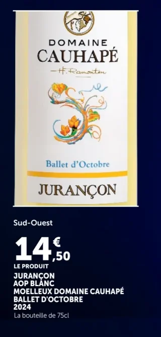 Jurançon AOP Blanc Moelleux Domaine Cauhapé Ballet d'Octobre 2024