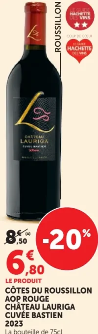 Côtes du Roussillon AOP Rouge Château Lauriga Cuvée Bastien 2023