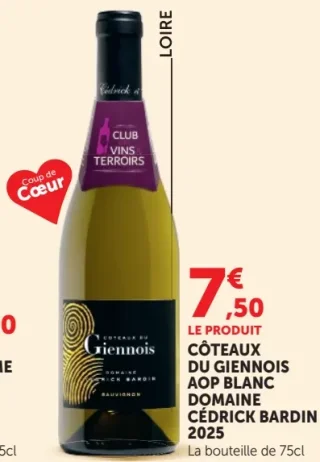 Domaine Cédrick Bardin Côteaux du Giennois AOP Blanc