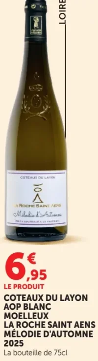 COTEAUX DU LAYON AOP BLANC MOELLEUX LA ROCHE SAINT AENS MÉLODIE D'AUTOMNE 2025