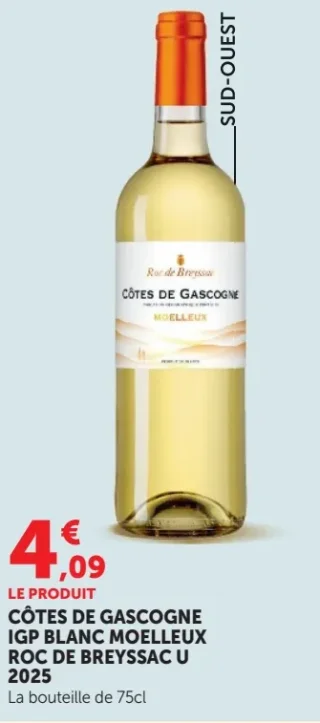 Côtes de Gascogne IGP Blanc Moelleux Roc de Breyssac U