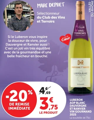 LUBERON AOP BLANC DAUVERGNE ET RANVIER VIN GOURMAND 2020