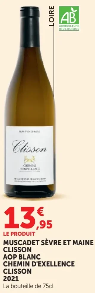 MUSCADET SÈVRE ET MAINE CLISSON AOP BLANC CHEMIN D'EXELLENCE CLISSON 2021