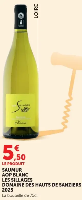 SAUMUR AOP BLANC LES SILLAGES DOMAINE DES HAUTS DE SANZIERS 2025