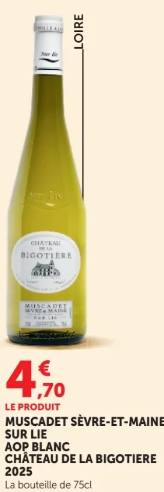 MUSCADET SÈVRE-ET-MAINE SUR LIE AOP BLANC CHÂTEAU DE LA BIGOTIERE 2025