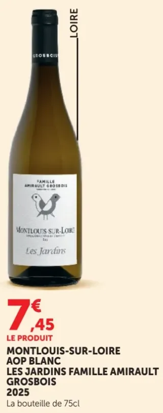 Montlouis-sur-Loire AOP Blanc Les Jardins Famille Amirault Grosbois 2025