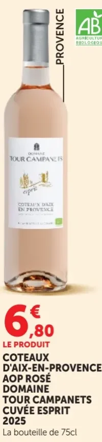 Coteaux d'Aix-en-Provence AOP Rosé Domaine Tour Campanets Cuvée Esprit 2019