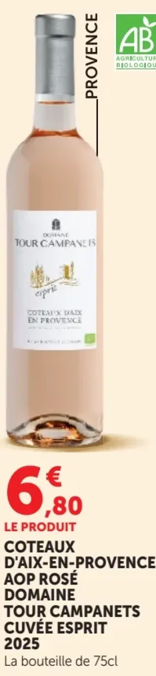 Coteaux d'Aix-en-Provence AOP Rosé Domaine Tour Campanets Cuvée Esprit 2019